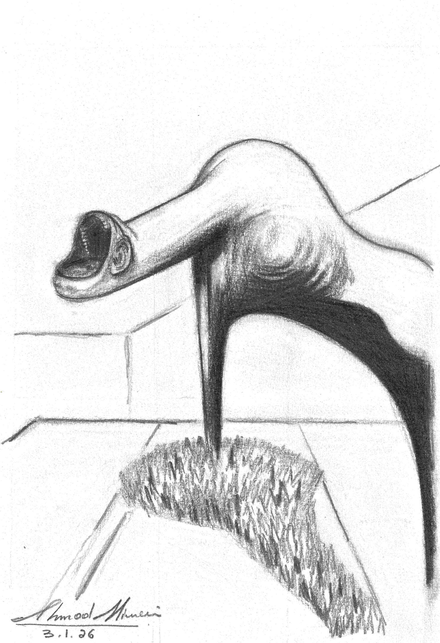 Three Studies for Figures at the Base of a Crucifixion (after Francis Bacon), Pencil on paper, 29.7x21cm