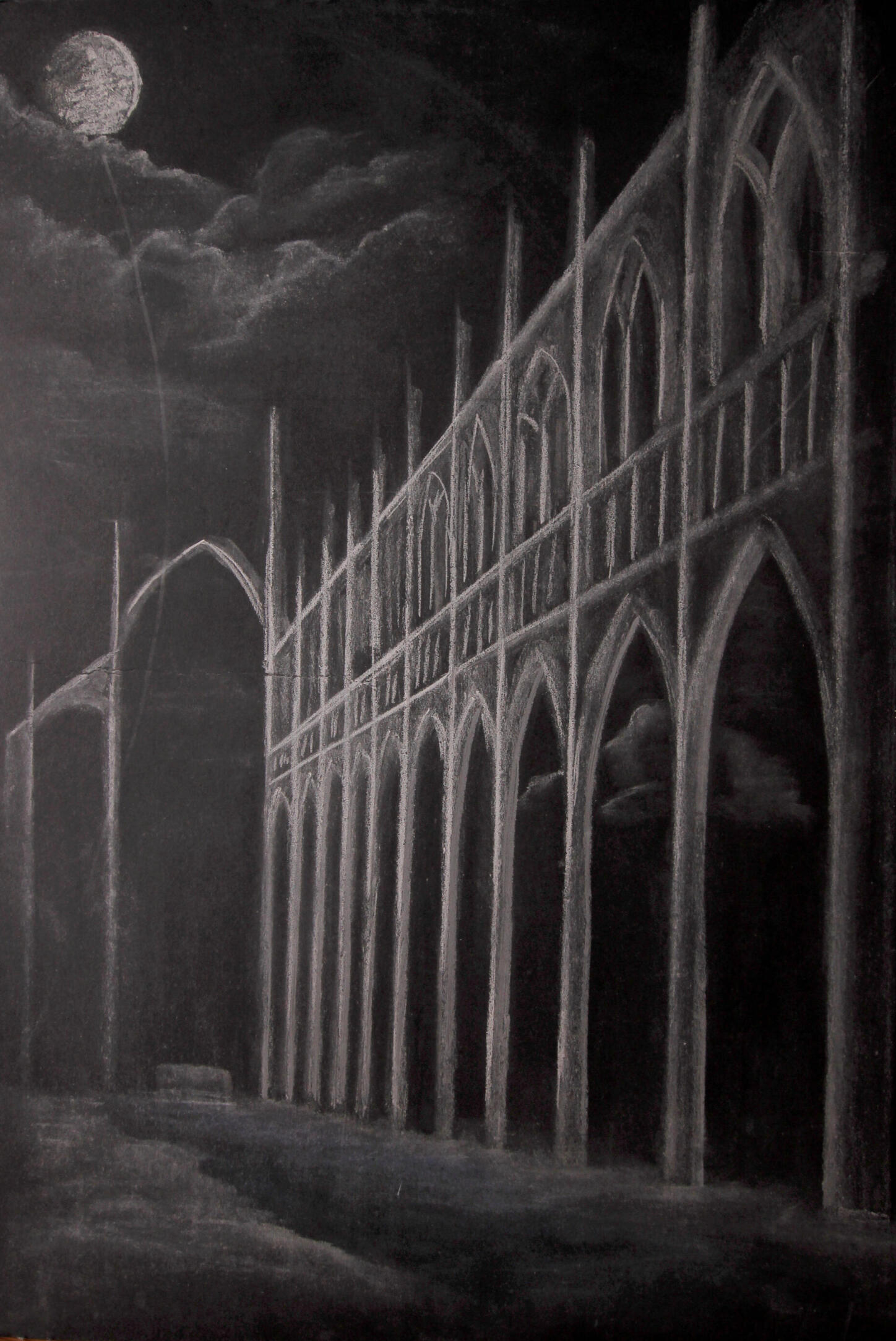 Moonlight, Pastel on foamboard, 90x40cm